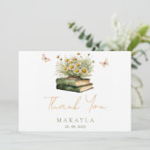 New Chapter Boho Book Floral Bridal Shower  サンキューカード (スタンド正面)