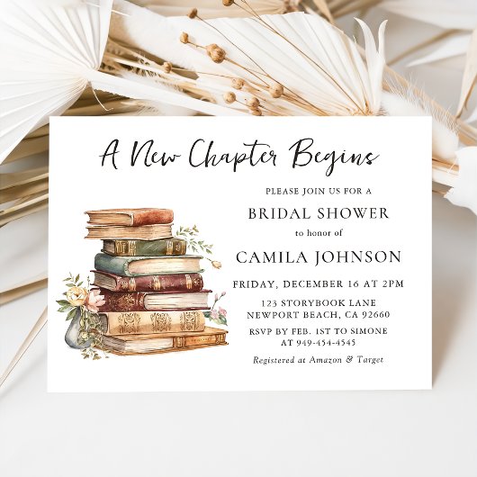 New Chapter Book Lover Bridal Shower Invitation 招待状