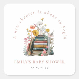 New Chapter Floral Baby Shower スクエアシール