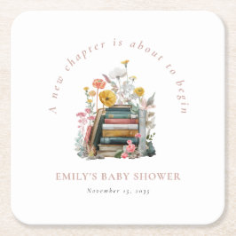 New Chapter Floral Baby Shower スクエアペーパーコースター