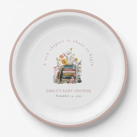New Chapter Floral Baby Shower ペーパープレート (正面)