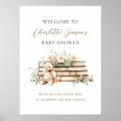 New Chapter Floral Book Baby Shower Welcome ポスター (正面)
