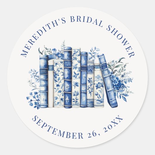 New Chapter Floral Book Bridal Shower ラウンドシール (正面)