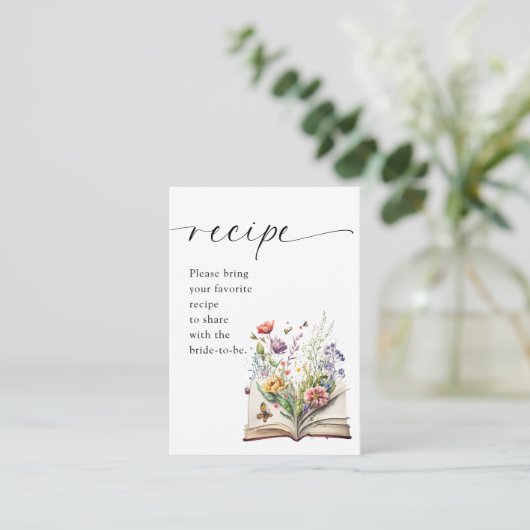 New Chapter Floral Book Bridal Shower Recipe エンクロージャーカード (スタンド正面)