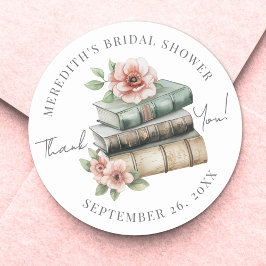 New Chapter Floral Book Bridal Shower Thank You ラウンドシール