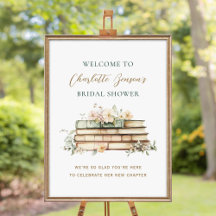 New Chapter Floral Book Bridal Shower Welcome