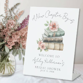 New Chapter Floral Book Bridal Shower Welcome Sign 台座サイン