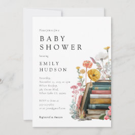 New Chapter Floral Books Baby Shower Invitation 招待状