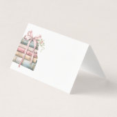 New Chapter Pink Bow Books Baby Shower place card (正面)