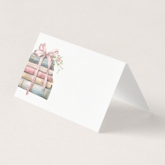 New Chapter Pink Bow Books Baby Shower place card (正面)