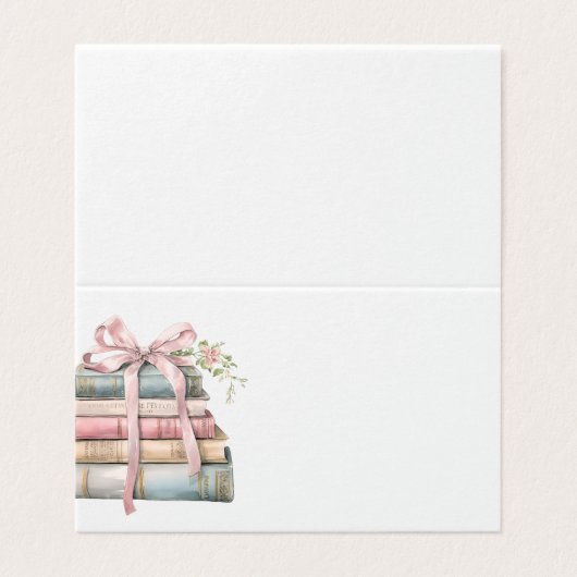New Chapter Pink Bow Books Baby Shower place card (外部フラット)