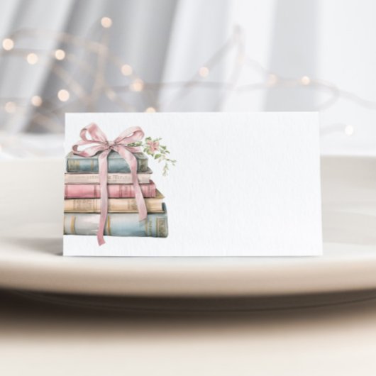 New Chapter Pink Bow Books Baby Shower place card