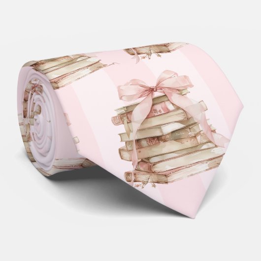 New Chapter Pink Bow Stripes ネクタイ (ロール)