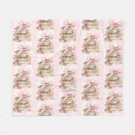 New Chapter Pink Bow Stripes  フリースブランケット