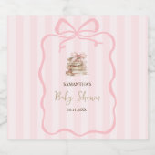 New Chapter Pink Bow Stripes Baby Shower スパークリングワインラベル (シングルラベル)