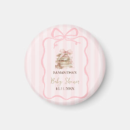 New Chapter Pink Bow Stripes Baby Shower マグネット