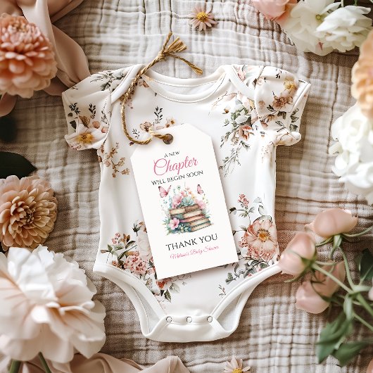 New Chapter Pink Girl Storybook Book Baby Shower ギフトタグ