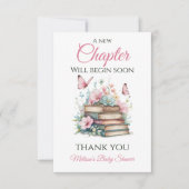 New Chapter Pink Girl Storybook Book Baby Shower サンキューカード (正面)