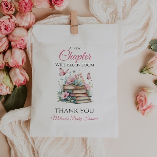 New Chapter Pink Girl Storybook Book Baby Shower フェイバーバッグ