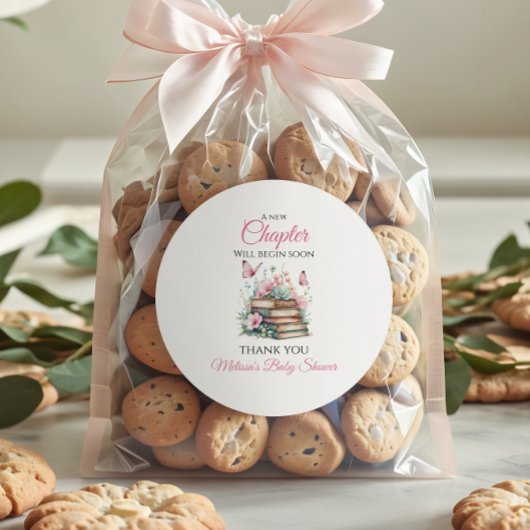 New Chapter Pink Girl Storybook Book Baby Shower ラウンドシール