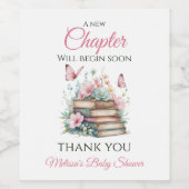 New Chapter Pink Girl Storybook Book Baby Shower ワインラベル (シングルラベル)