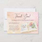 New Chapter Pink Rose & Ring Heart Bridal Shower サンキューカード (正面)