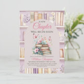 New Chapter Pink Storybook Girl Book Baby Shower 招待状 (スタンド正面)