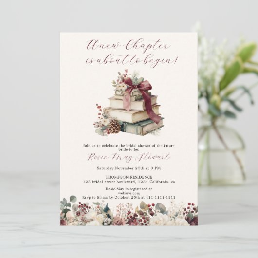 New Chapter Rustic Winter Storybook Bridal Shower 招待状 (スタンド正面)