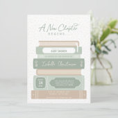 New Chapter Stacked Books Storybook Baby Shower 招待状 (スタンド正面)