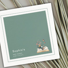  New Chapter Storybook Baby Shower Green Sage  スタンダードカクテルナプキン