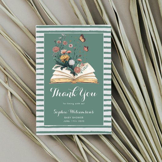 New Chapter Storybook Book Flowers Baby Shower  サンキューカード