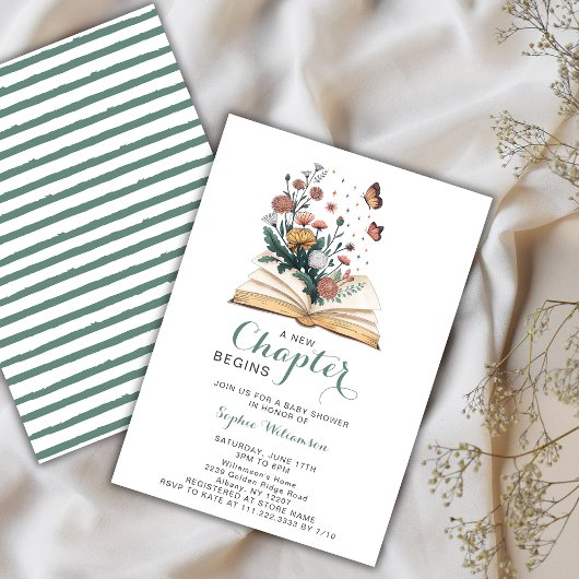New Chapter Storybook Book Flowers Baby Shower  招待状
