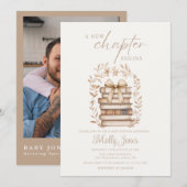 New Chapter Storybook Bow Baby Shower Photo 招待状 (正面/裏面)