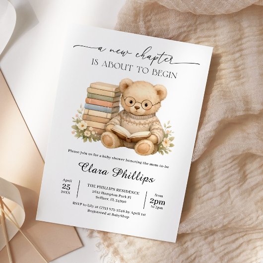New Chapter Teddy Bear Storybook Baby Shower 招待状