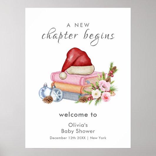 New Chapter Winter Floral Baby Shower Welcome ポスター (正面)