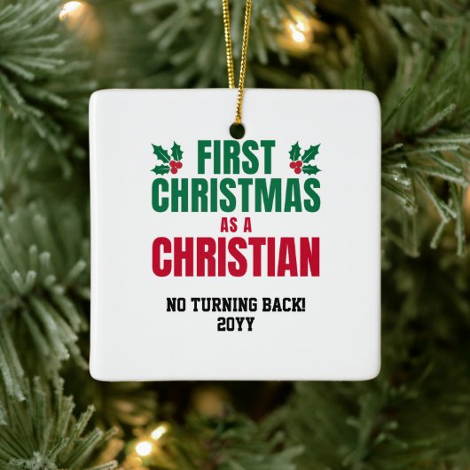 NEW CHRISTIAN FIRST CHRISTMAS セラミックオーナメント (ツリー)