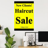 New Clients Haircut Sale Beauty Salon Poster ポスター (ホームオフィス)