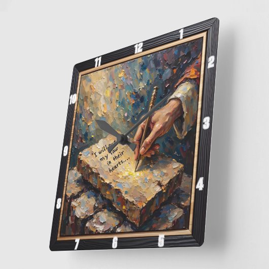 New Covenant: Law Inscribed スクエア壁時計 (傾斜)