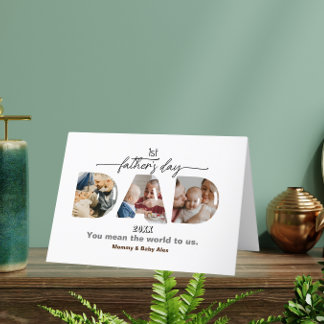 NEW DAD 3 Photos Collage First Father's Day Card サンキューカード