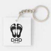 New Dad Baby Footprints Established Date  キーホルダー (裏面)