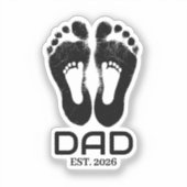 New Dad Baby Footprints Established Date  シール (正面)