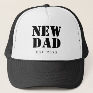 New Dad Established Year Black White キャップ