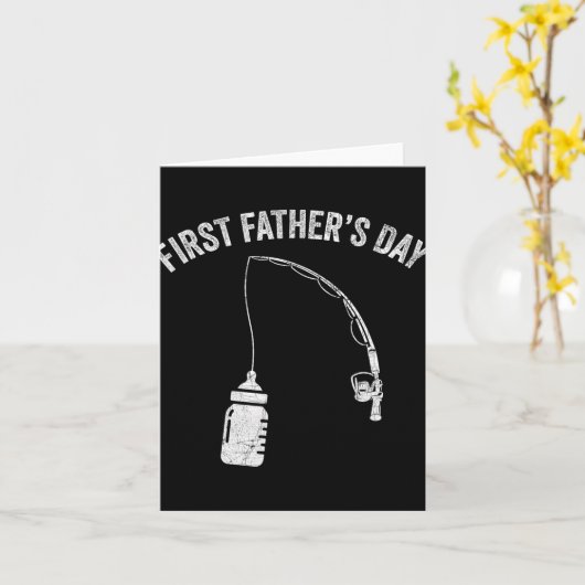 New Dad Fisherman, First Fathers Day Fishing Dad  カード (黄色い花)