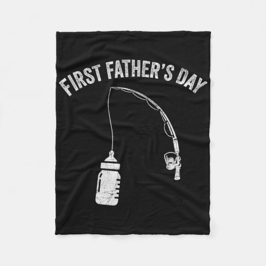 New Dad Fisherman, First Fathers Day Fishing Dad フリースブランケット (正面)