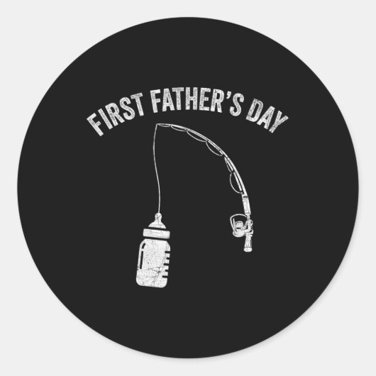 New Dad Fisherman, First Fathers Day Fishing Dad  ラウンドシール (正面)