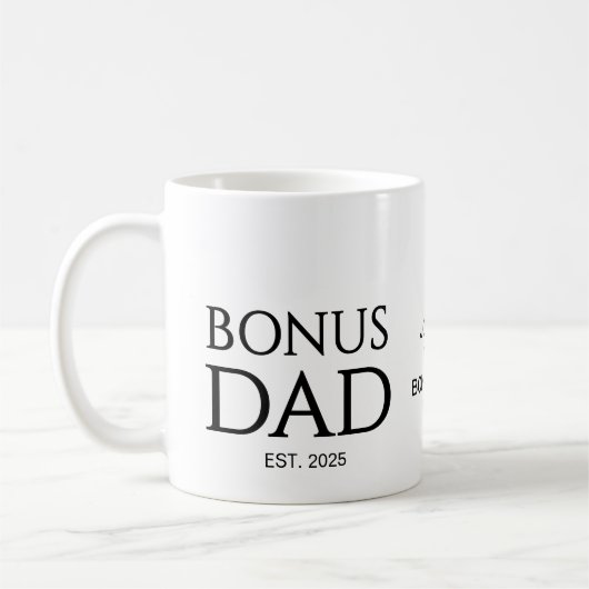 New DAD Gift Custom Text BONUS DAD Established コーヒーマグカップ (左)