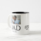 New DAD Gift Custom Text Photo DAD Established ツートーンマグカップ (正面左)