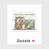 New Day New Data Sticker – Cute Owl for Analysts シール (シート)