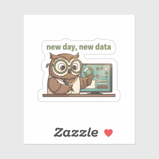 New Day New Data Sticker – Cute Owl for Analysts シール (シート)