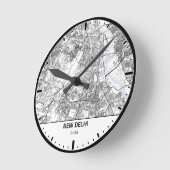New Delhi Clock City Line Art ラウンド壁時計 (傾斜)